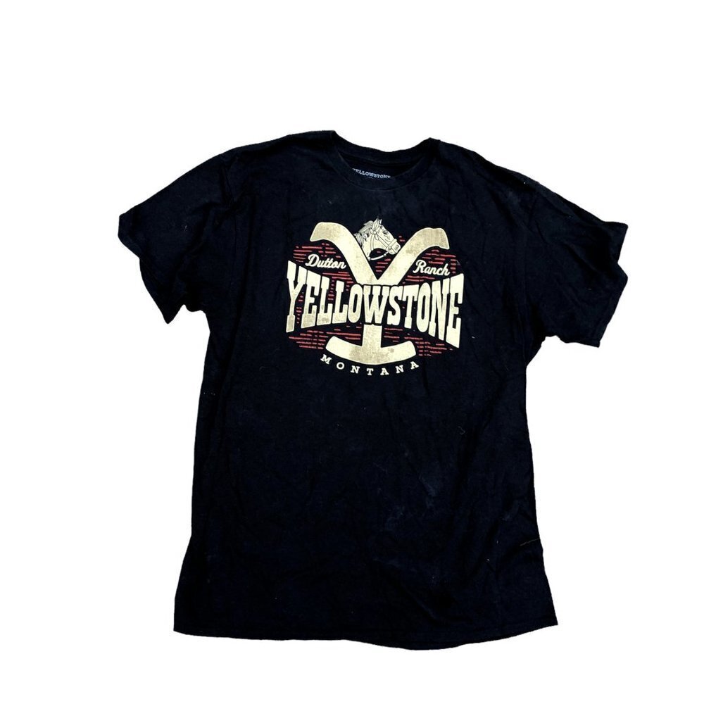 YELLOWSTONE Montana Dutton Ranch T Shirt Men's LARGE Black Short Sleeve …​​
